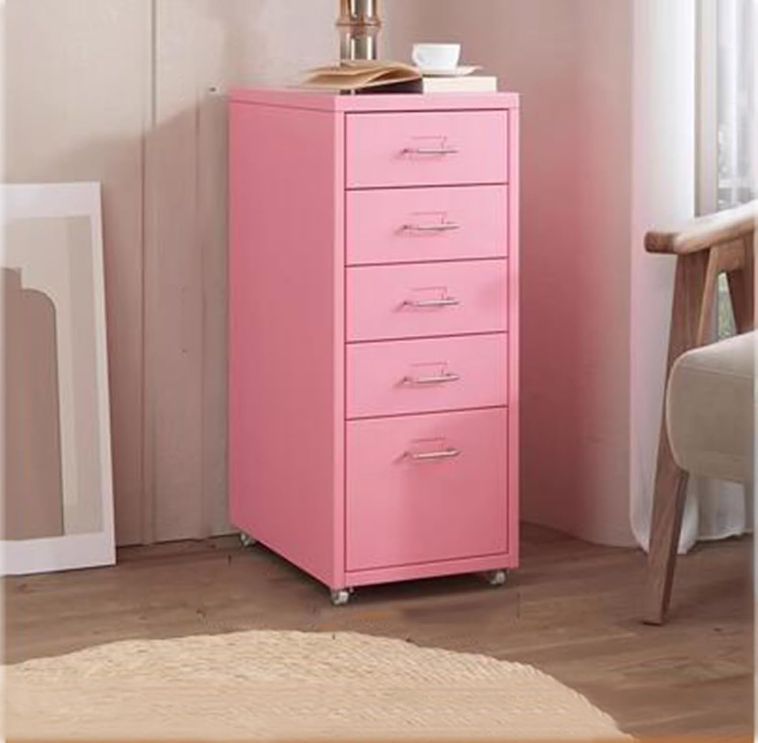 Classeur à roulettes en métal avec serrure - Support de rangement mobile sous le bureau - Casier en métal durable pour la maison et le bureau - 68,6 x 40,6 x 27,9 cm - Solution d'organisation sûre et