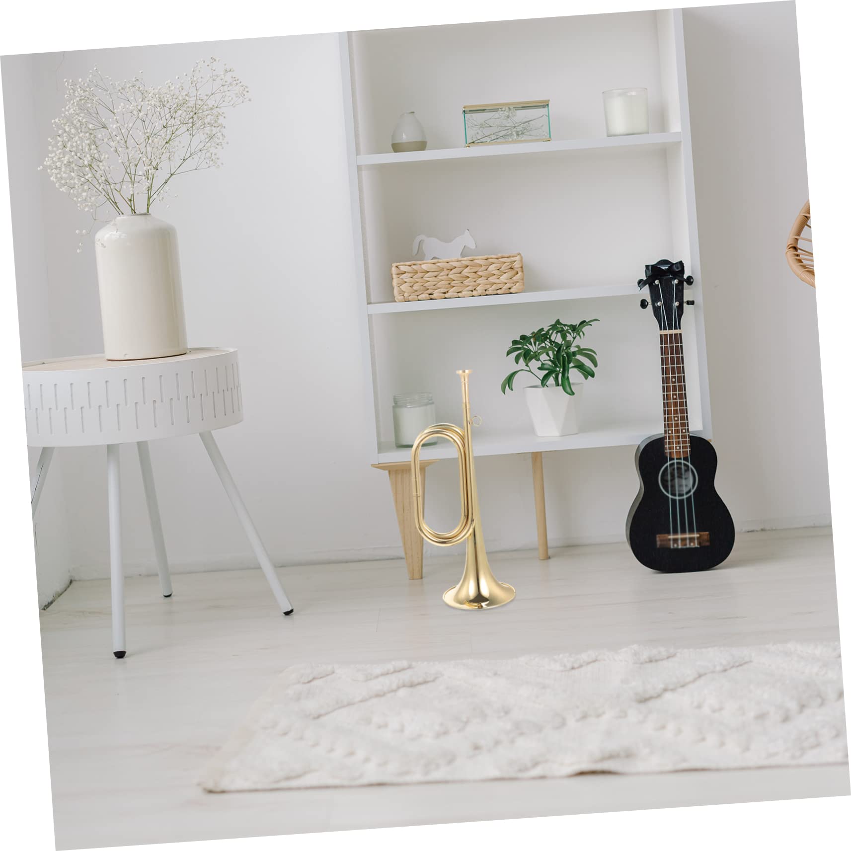 NULYLU Bugle Trumpet Electronic Taps Wind Instrument for School Band Copper Golden Trumpet Bugle