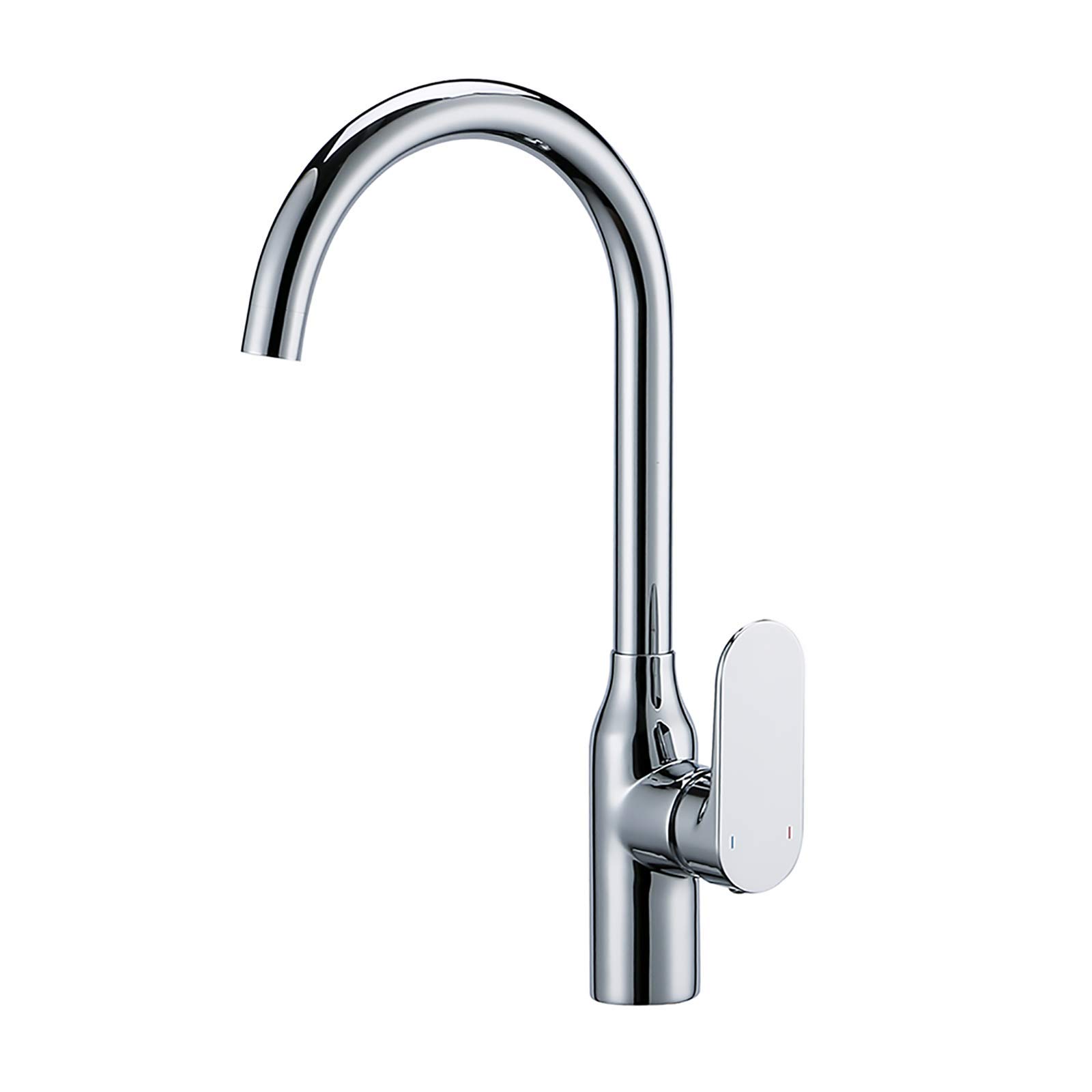 Grifo de cocina cromado con mezclador monomando de agua fría y caliente de latón