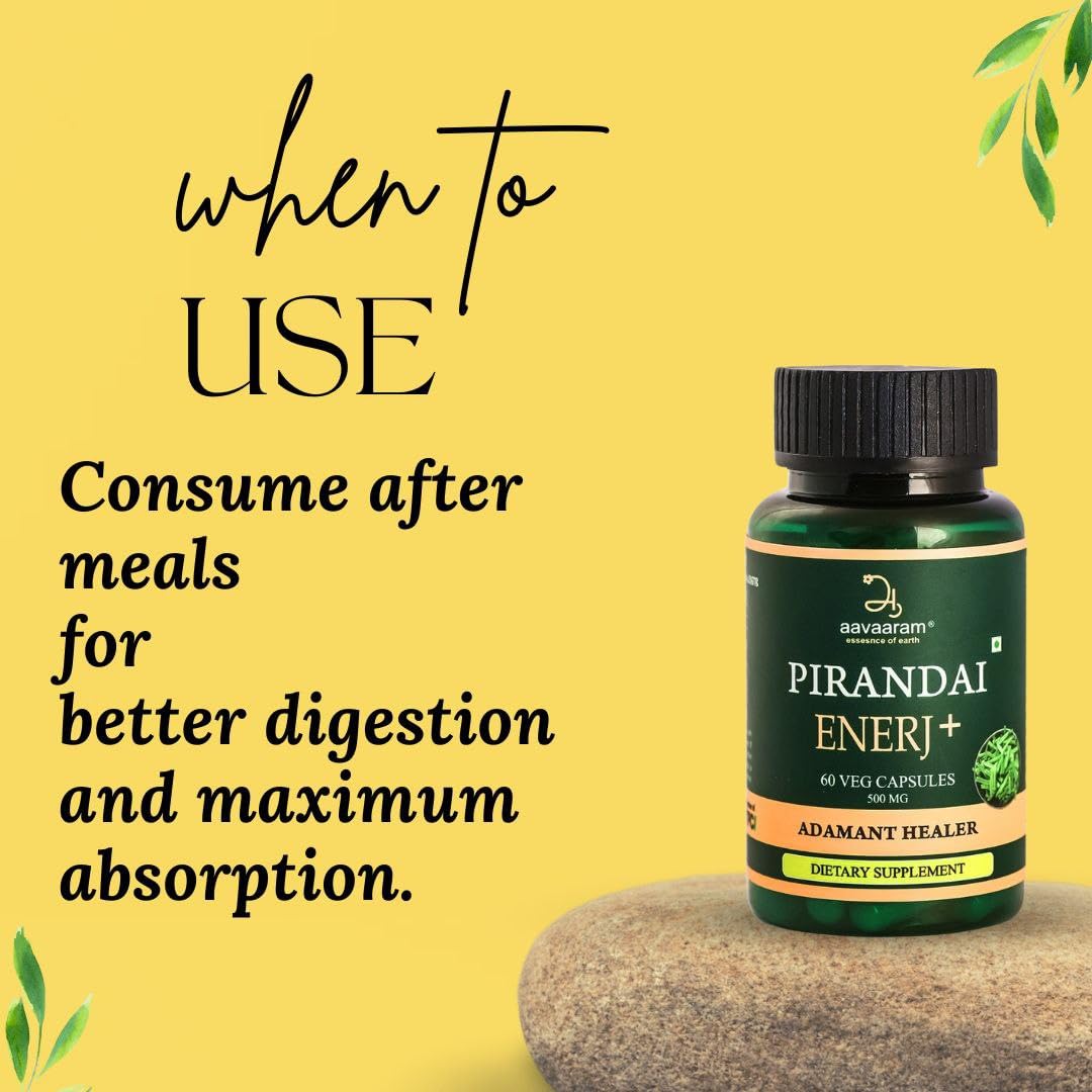Pirandai Capsule 500mg - 60 Nos - Vegetarian Capsule & Non GMO - Hadjod Capsule - Veld Grape - Cissus Quadrangularis 4