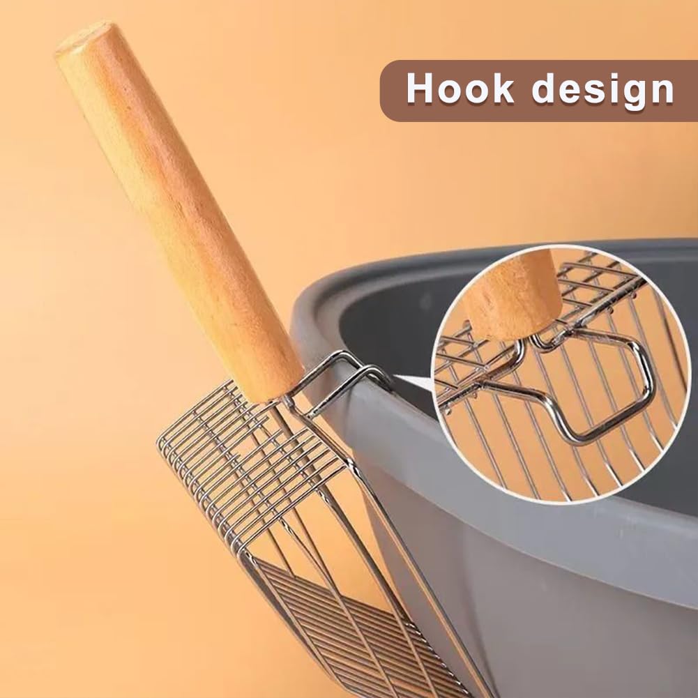 Cat Litter Scoop, Metal Mesh Kitty Litter Scoop, Deep Shovel, Long Handle Scooper for Litters Box(Color:Silver) - image 5