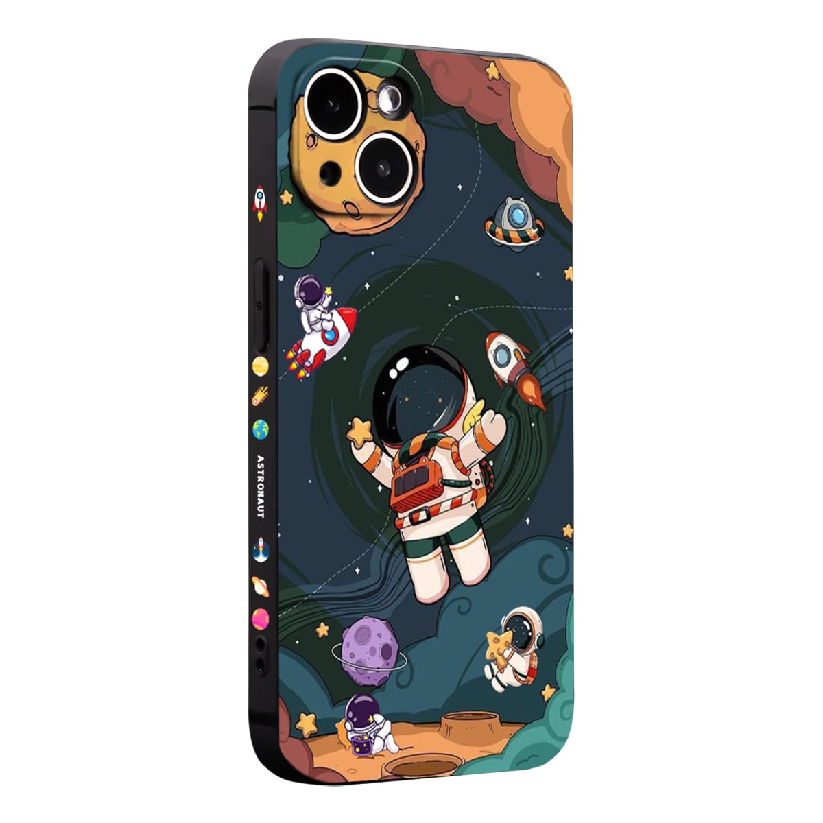 WOFOLE Compatible with iPhone 13 Case for Boys Girls Cute Cartoon Astronaut Rocket Design Aesthetic Shockproof Designer Cool Phone Case for iPhone 13