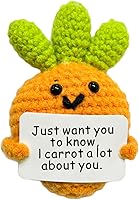 Funny Positive Carrot Crochet Doll with Inspirational Card - Handmade Wool Knit Emotional Support Toy for Gifts & Room Decor