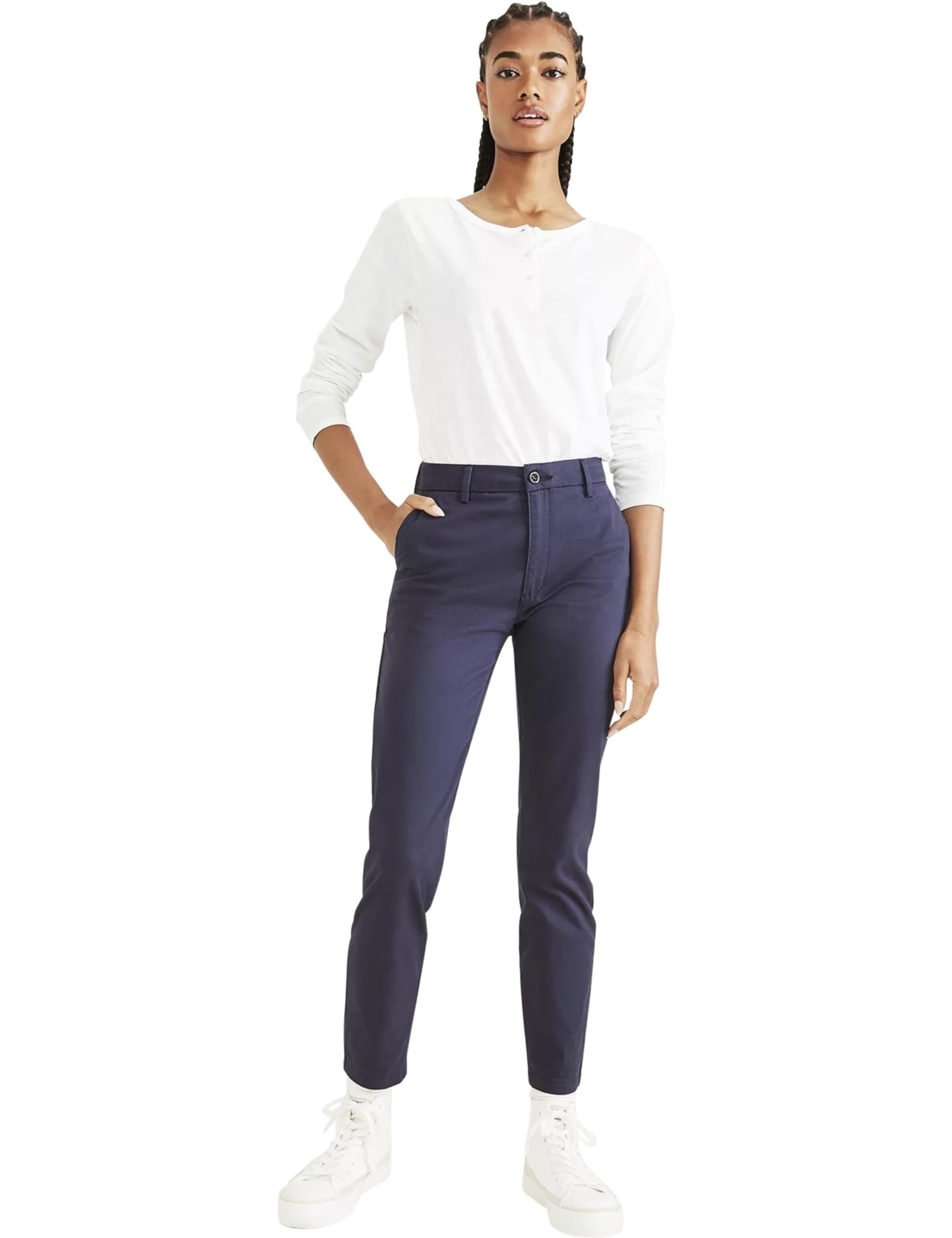 Dockers Weekend Chino Skinny Fit, Tall, Pantaloni Casual Donna, Navy Blazer, 29W-image