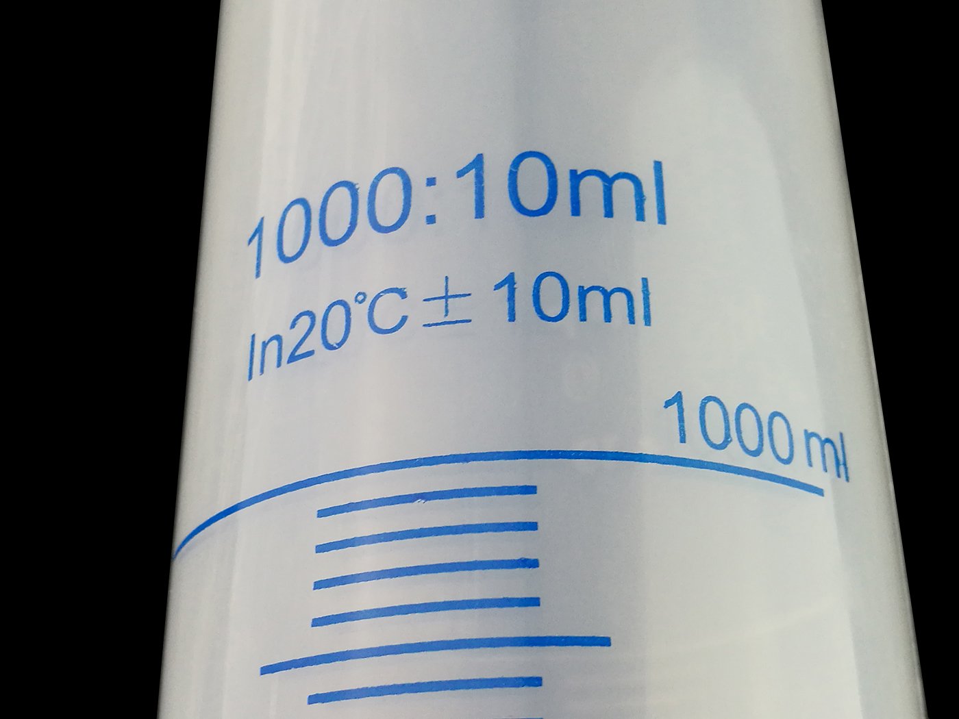 Winterworm Cilindro graduato in plastica trasparente da 1000 ml per prove di laboratorio
