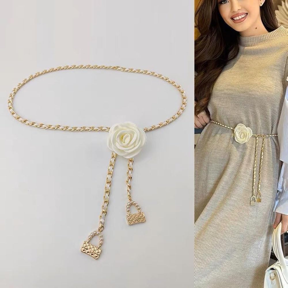 Vestido de camelia con cadena de cintura fina para mujer, con falda, banquete, fiesta, cinturón para jeans, accesorios, regalos — view 3