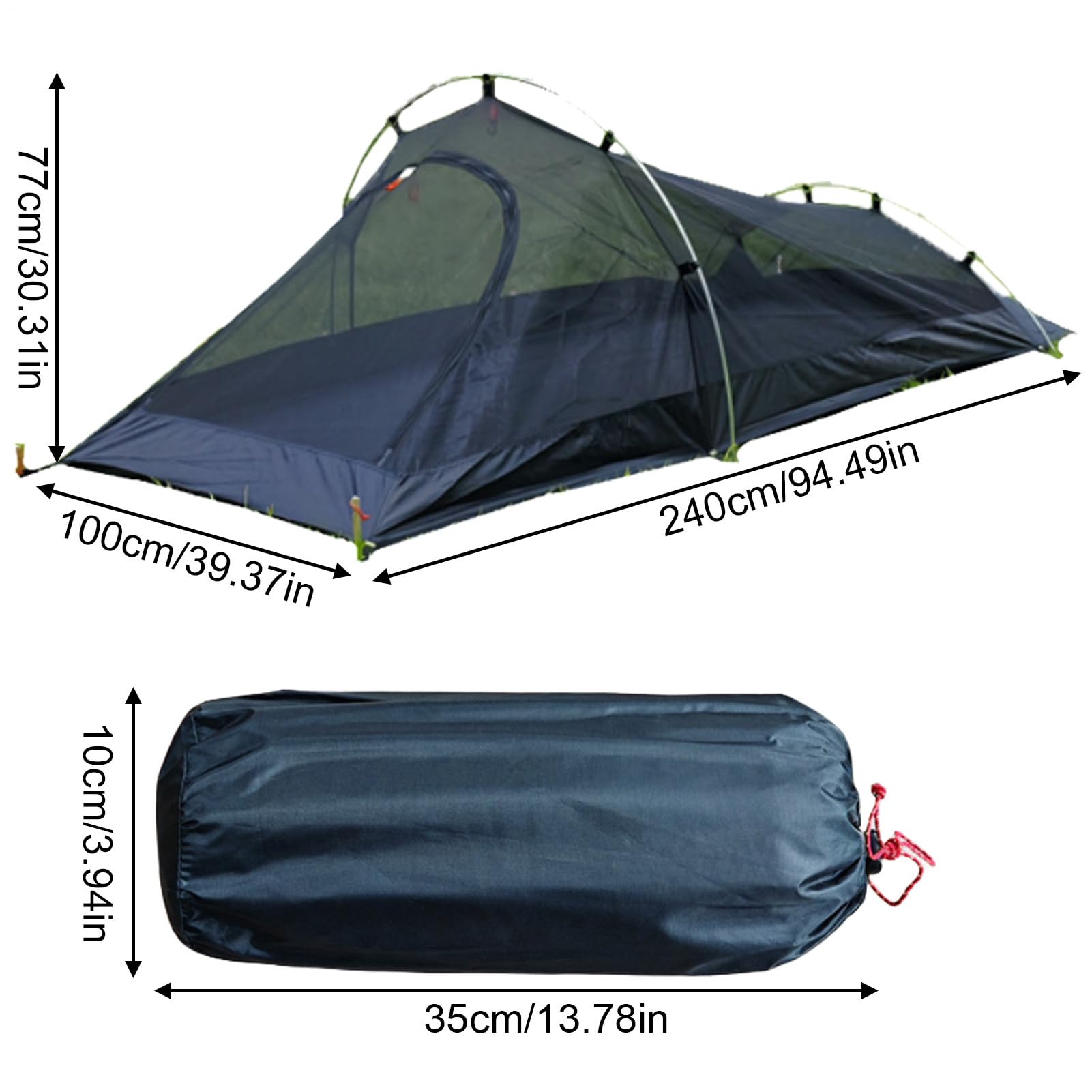 Tienda de campaña para mochilero, 1 para camping, refugio ligero y | compacto, diseño de malla transpirable, impermeable, resistente al viento, a la lluvia, senderismo, caza, montaña, viajes al