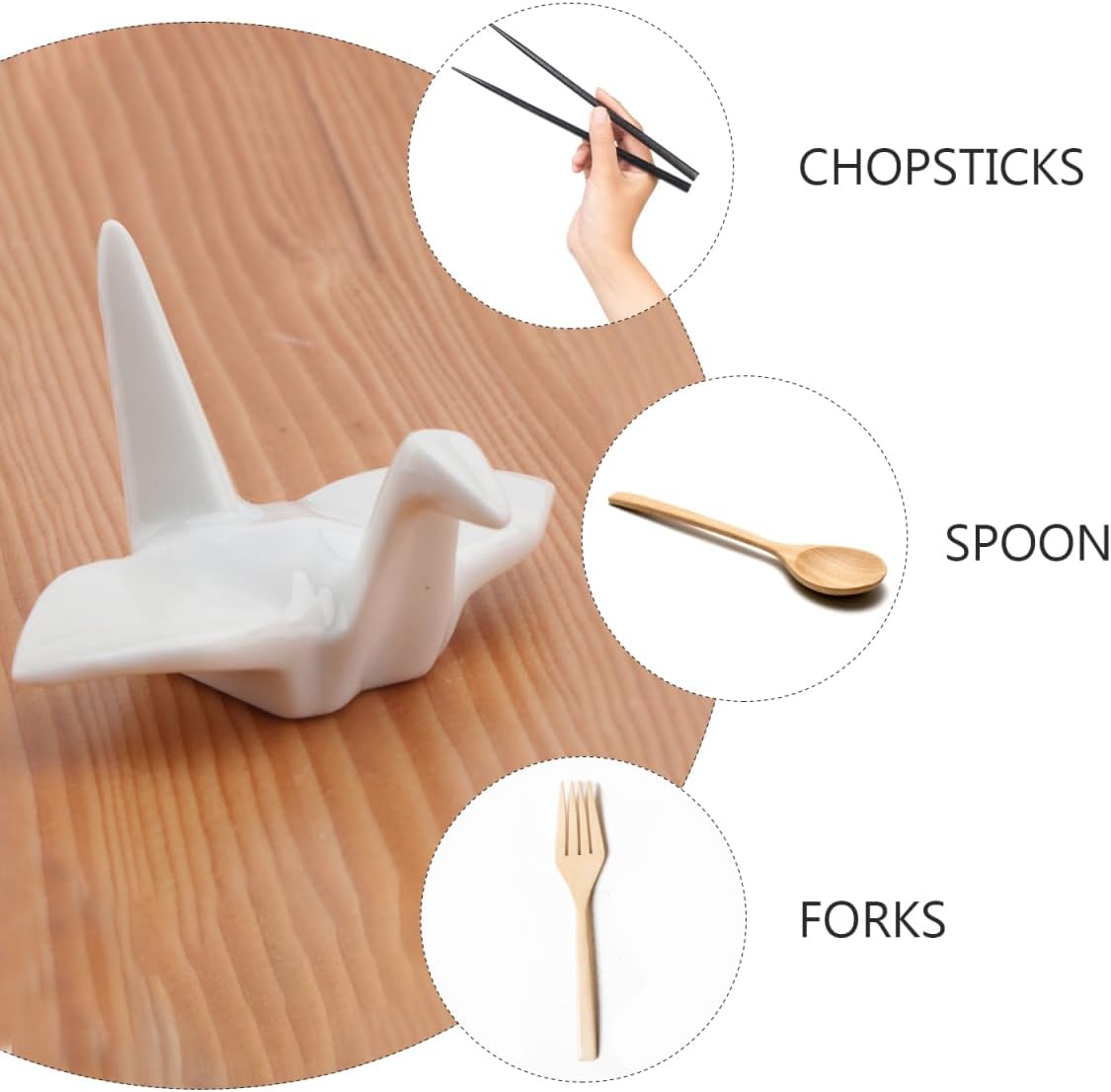 Hemoton 6Pcs Japanese-Style Ceramic Chopstick Stands Handmade Thousand Crane Design Elegant Porcelain Chopsticks Holder Rack for Forks and Spoons 2.16X1.96X1.18In Tableware Rest Set for Dining Decor