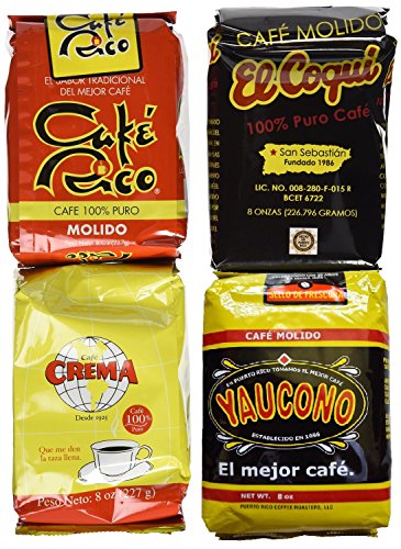 Puerto Rican Variety Pack Ground Coffee - 4 Local Favorites In 8 Ounces Bags (2 Lbs Total) #TOP2