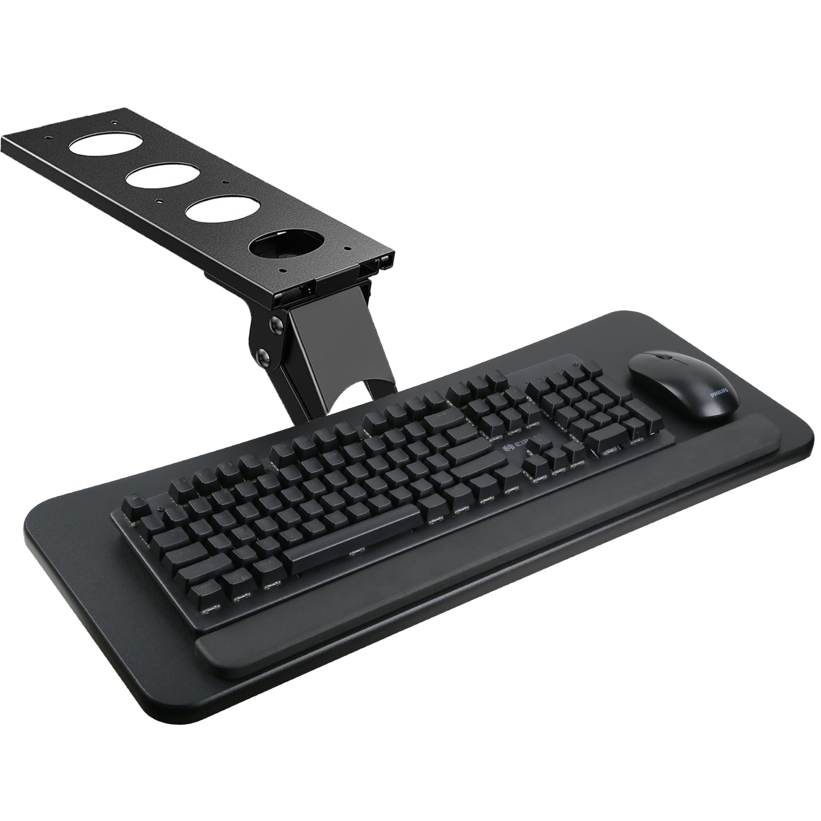 Keyboard Tray Under Desk,Adjustable for Height and Tilt, Adjustable Computer Keyboard & Mouse Platform Tray,25"W x 9.8"D Surface, Ideal for Home and Office Use