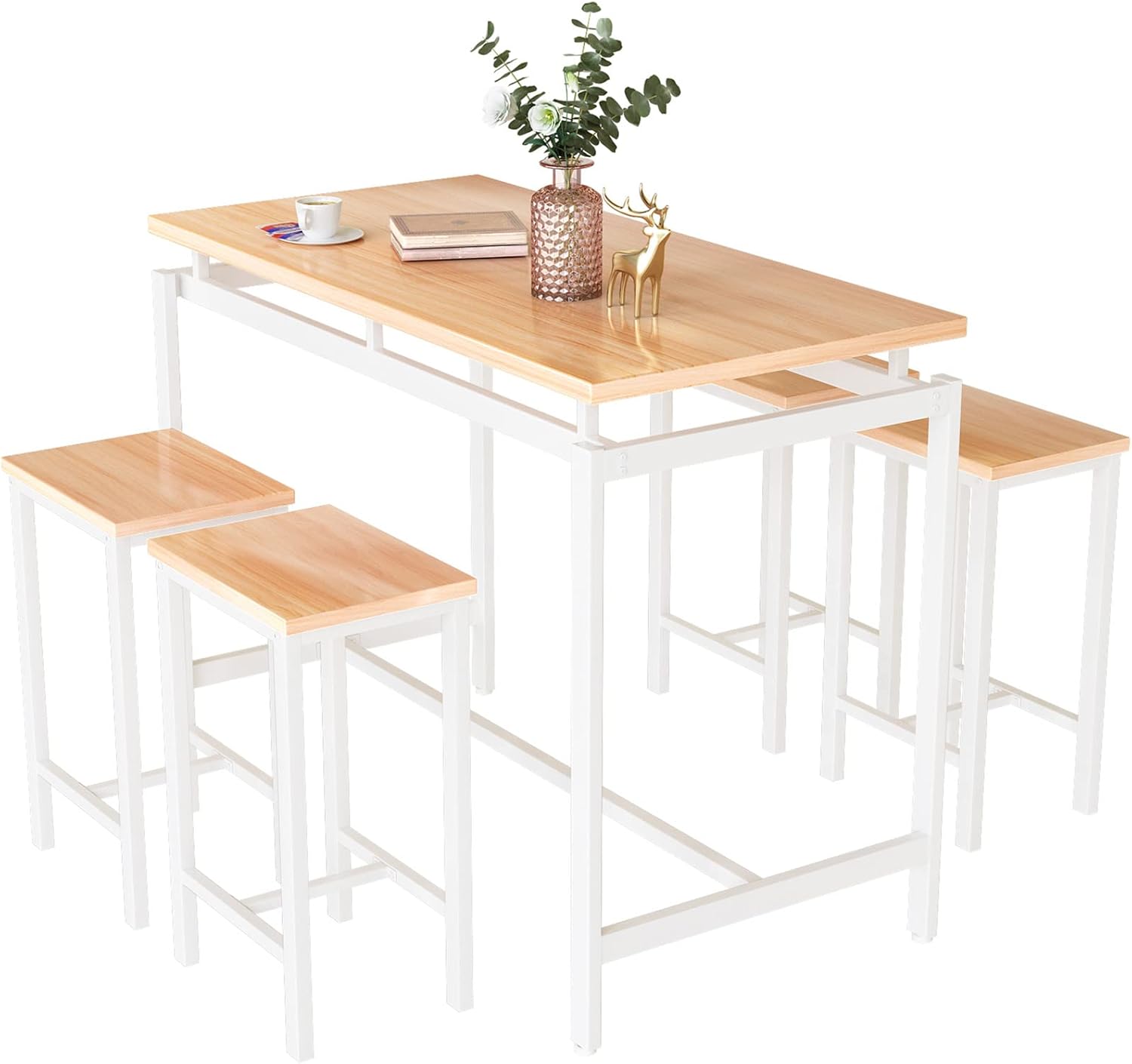 MIERES 5 Piece Dining Table Set for 4, Small Kitchen Bar