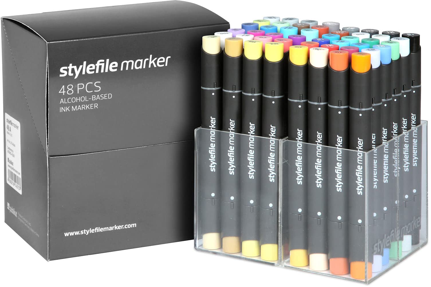 Stylefile Marker Set 48 - Pack de 48 rotuladores, Doble punta (fina y biselada)