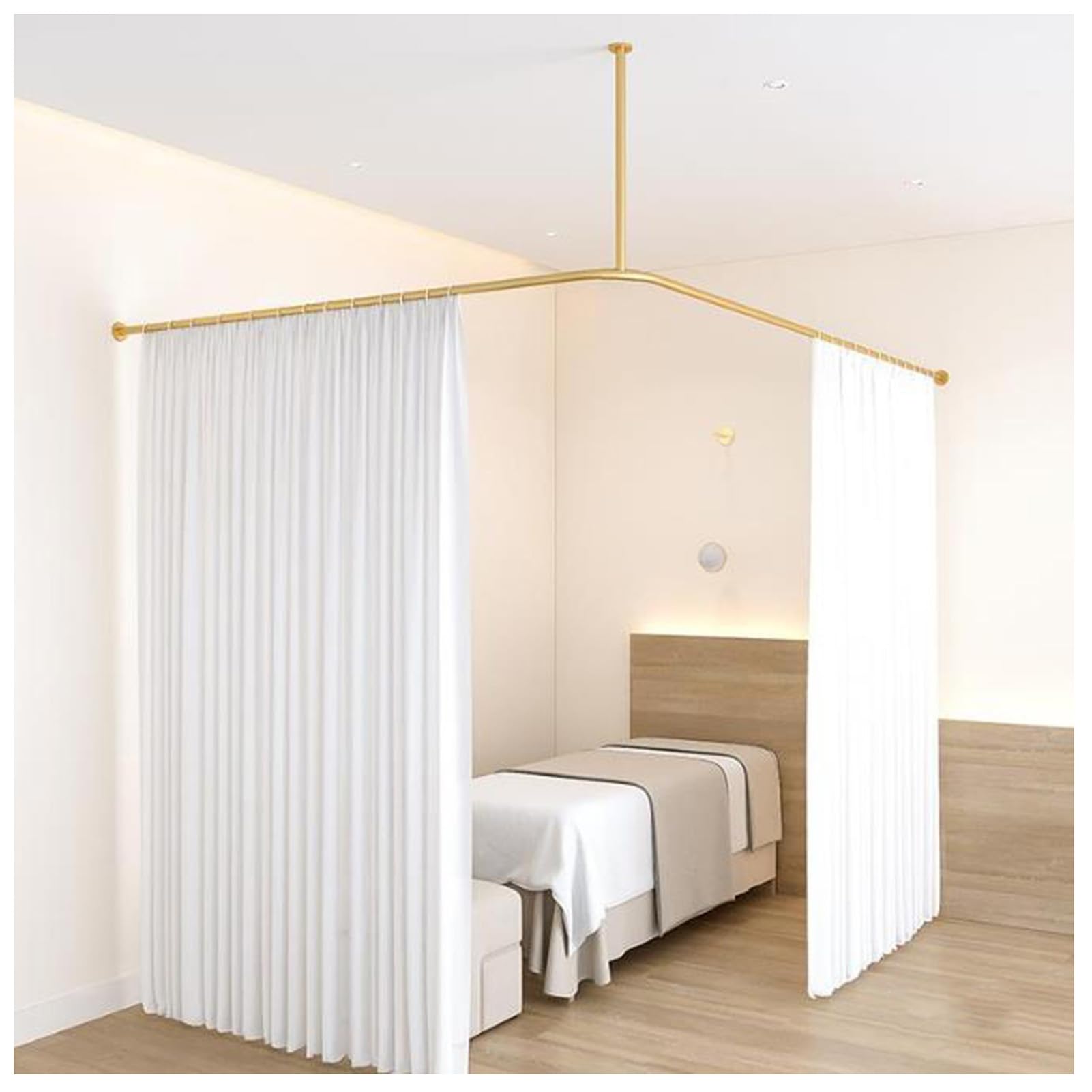 Cortina divisoria Tienda de ropa Probador, Cortina divisoria de salón de belleza en forma de L, Privacidad de protección de pantalla divisoria, Cortinas montadas en la pared con soporte de metal