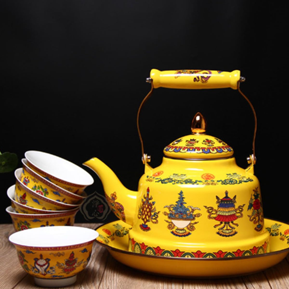 Milisten Tetera de Cerámica Esmaltada Mango Cómodo y Llenado Directo, Adecuado para Aficionados al Té en Casa u Oficina, Estilo Artístico y Antiguo