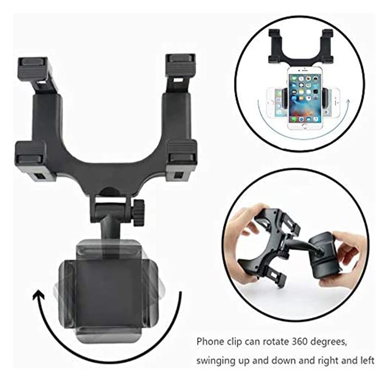 Staffa specchietto retrovisore Bamlarate, Montaggio Universale a Rotazione a 360 Gradi per (X / 8 / 8PLUS / 7 / 6S) Android, Onore e più Smart Phone GPS (Nero)