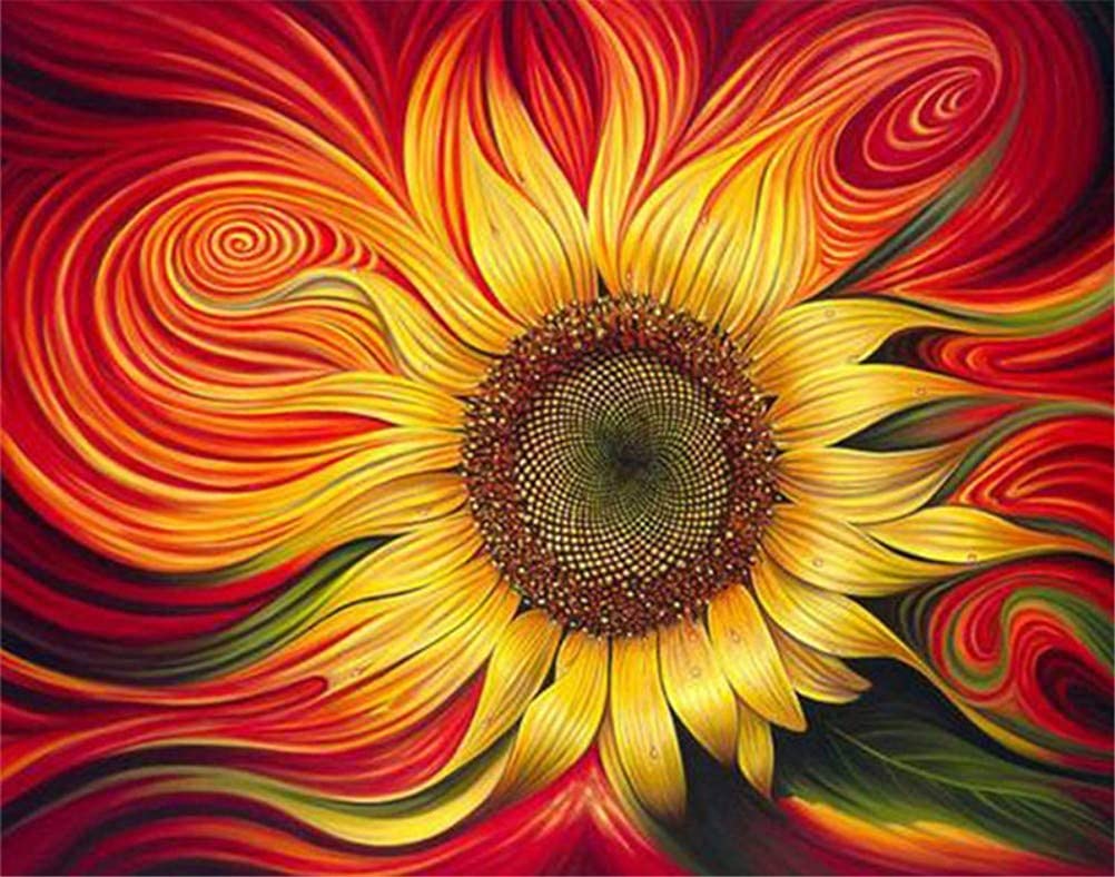 Meecaa Sunflower Paint By Numbers Flower Kit For Adults Beginner Diy Oil Painting 16X20 Inch (, No Frame)