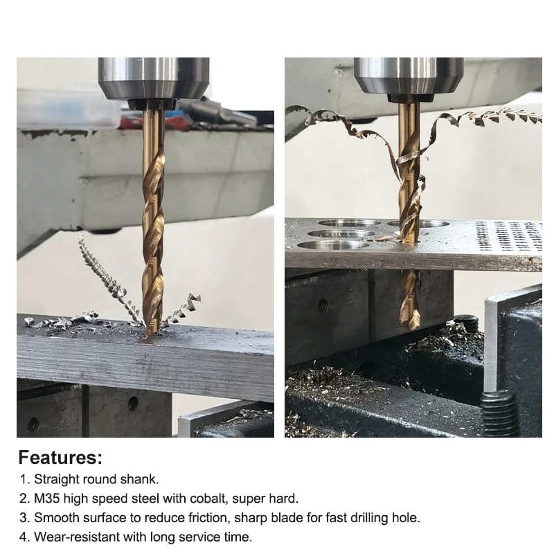 10pc 1.0-13mm Cobalt Coated Twist Drill Bit Set HSS M35 Drill Bit for Wood/Metal Hole Cutter,13.0mm