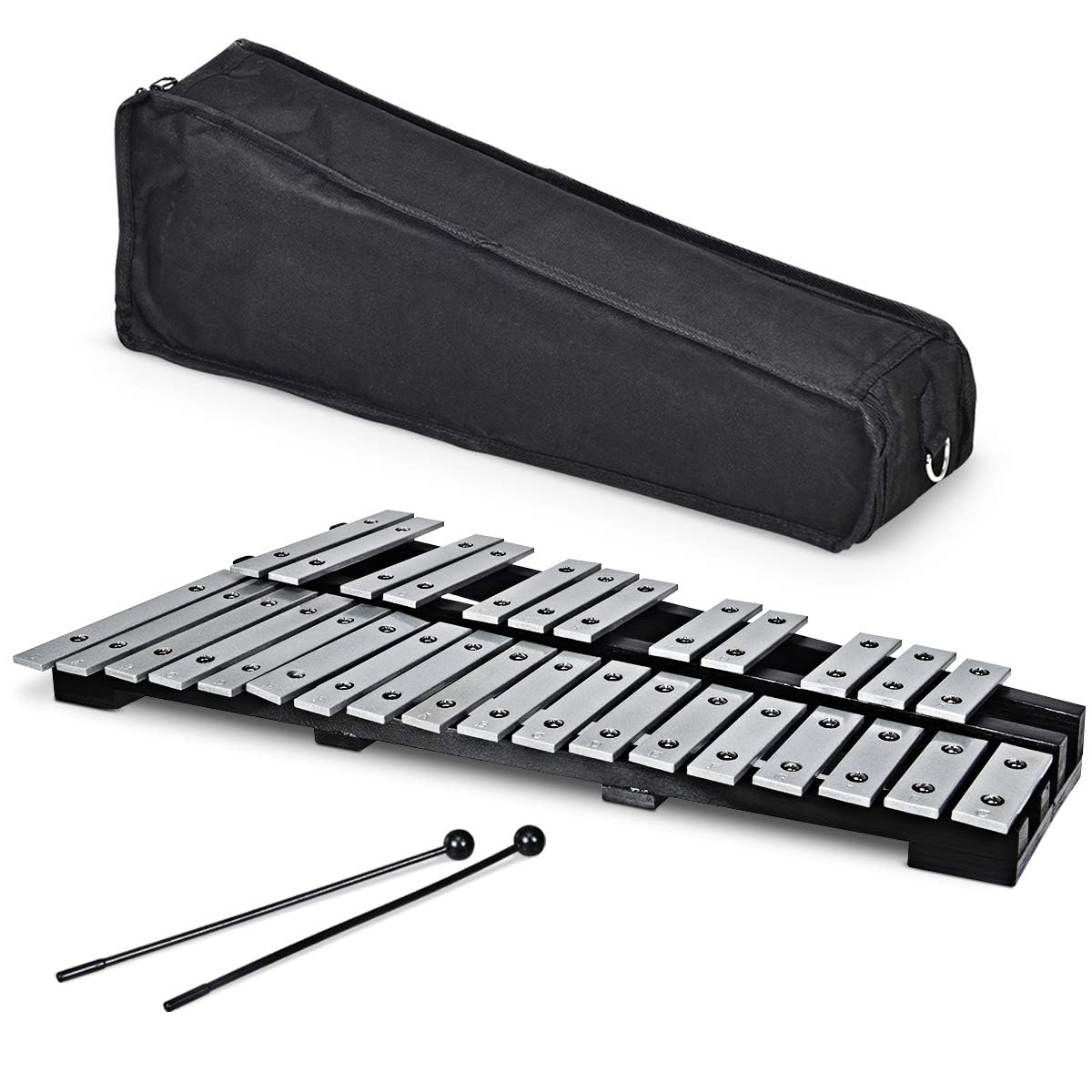 GYMAX Xilofono con 30 Tasti da G5 a C8, Design Pieghevole con Borsa, Strumento Musicale a Percussione con Cornice di Legno, Perfetto per Studenti, Principiante e Amanti della Musica