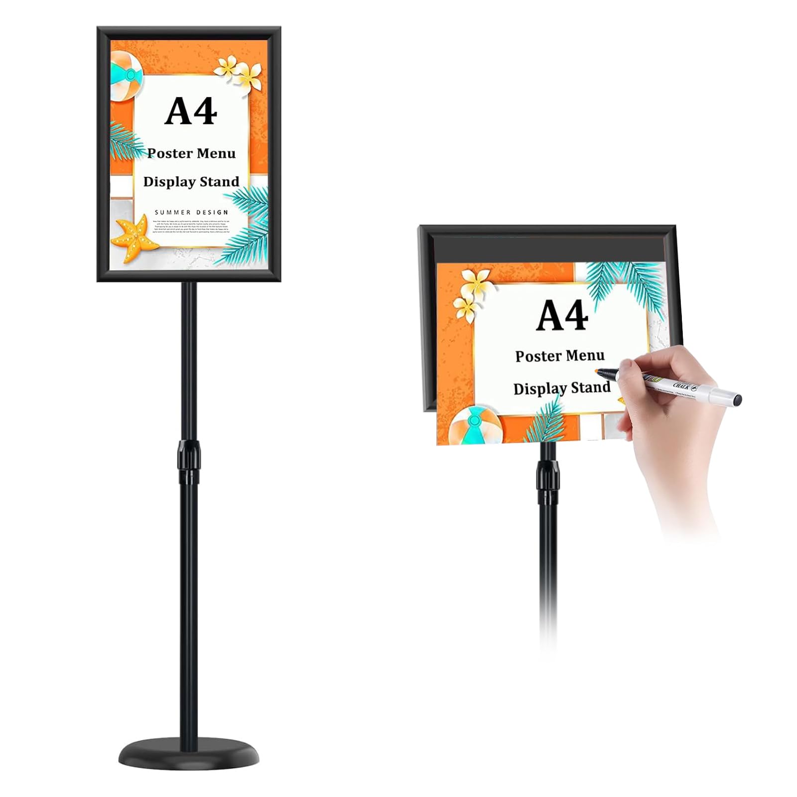 DMSELL Adjustable A4 Poster Floor Stand, A4 Poster Sign Holder, Menu Display Notice Stand for Wedding/Business Activities Display