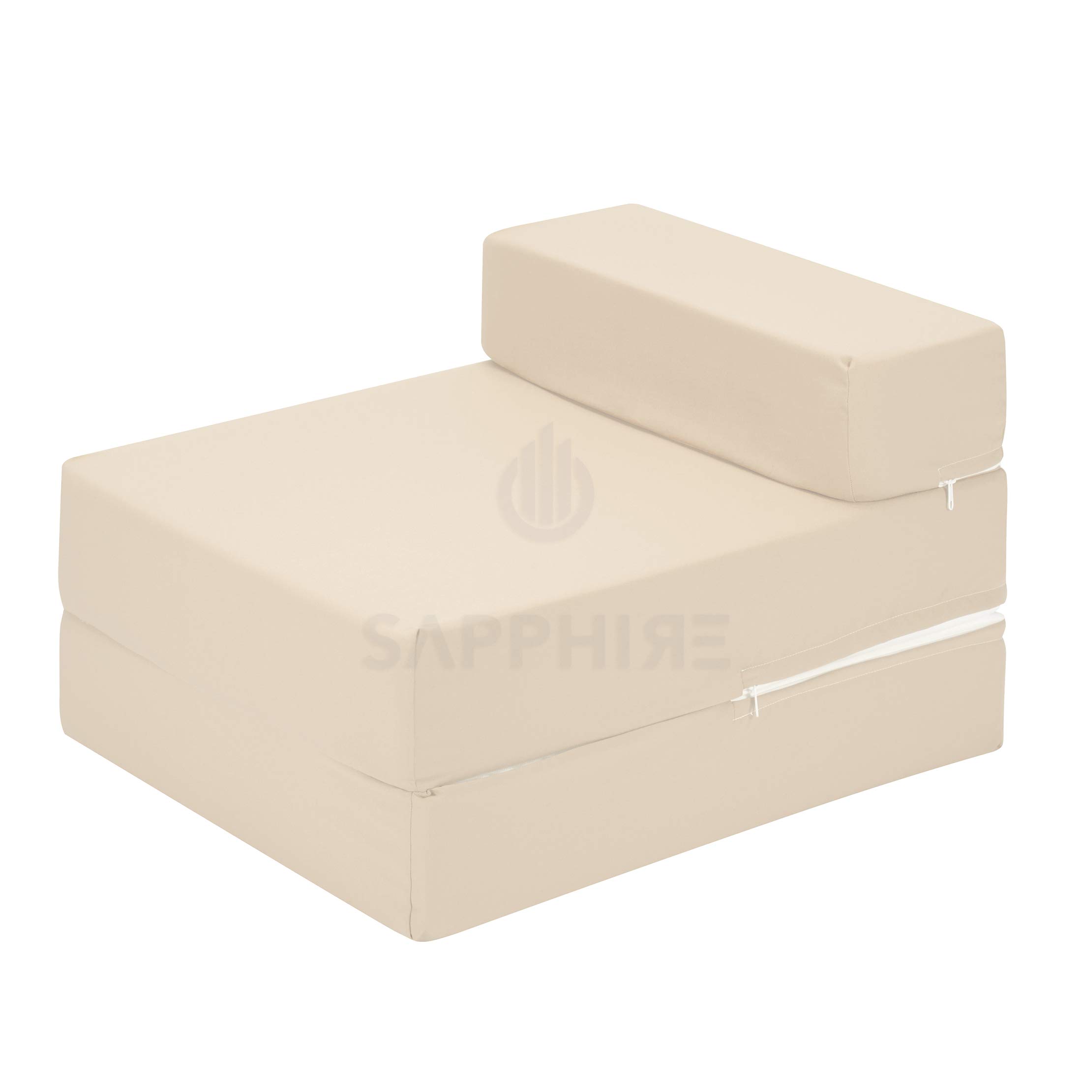 G&H BEIGE Fold Out Foam Single Z Bed Guest Z Bed Chair Folding Mattress Sofa Bed Futon Sofa bed