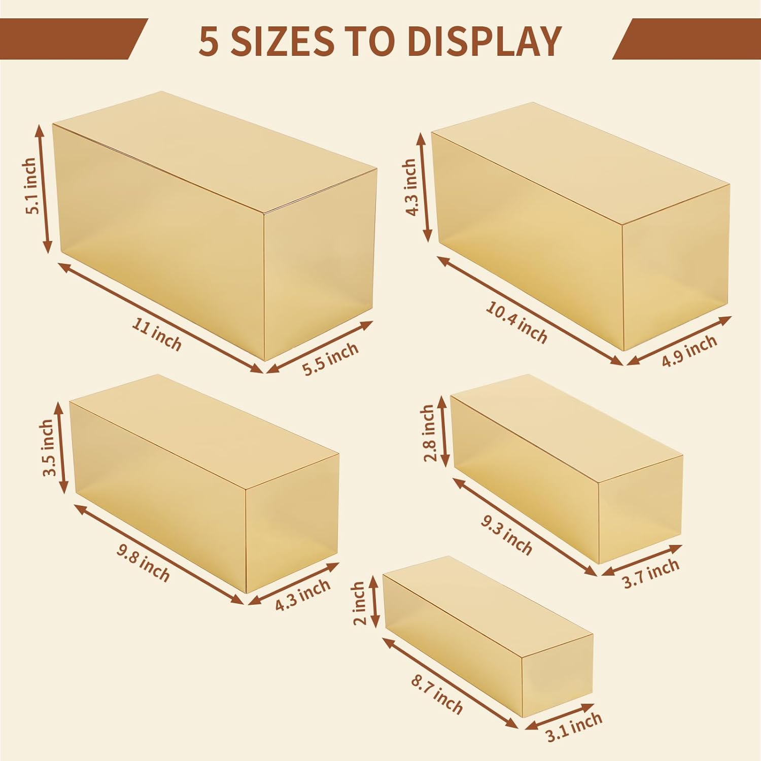 LED Rainbow & Gold Rectangle Acrylic Riser Set - 8 Pcs Display Stands for Dessert Buffet, Wedding & Christmas Decor