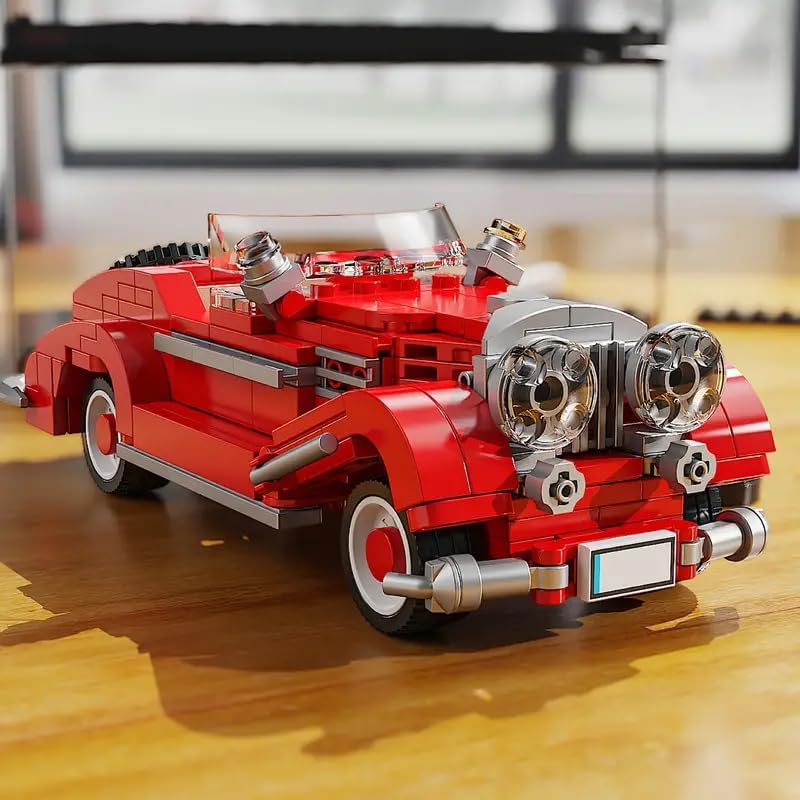 Image of Antique Car Series Building Blocks - 334 Pcs Vintage Retro Classic Car Model Kit | DIY Construction Toy for Kids 6+ & Adults | Educational STEM Engineering Blocks | Collectible Display Model