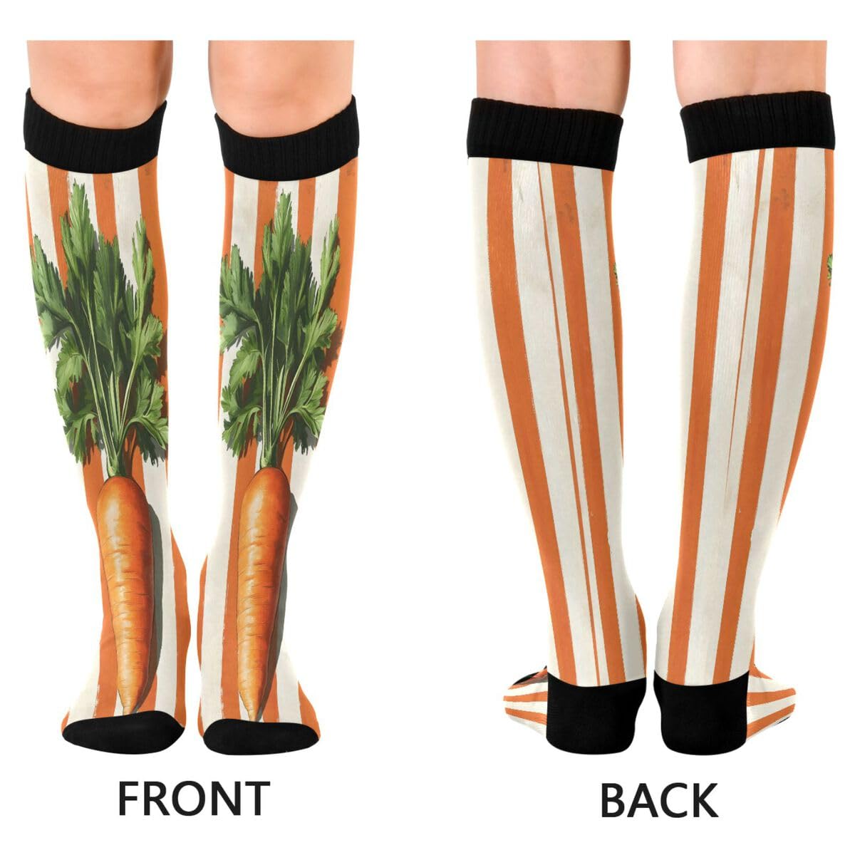 Nander Orange Carrot Compression Socks Women Men Knee High Stockings for Sports,Running,Travel 1Pair
