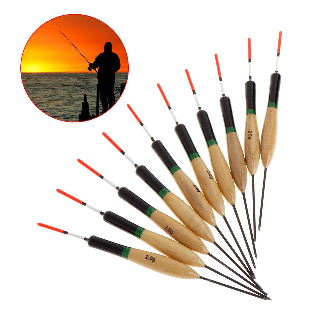 BANYUP 10 Pcs/Set Fishing Float Lightweight Wood Tackle Sensitive Buoyancy Buoy Paulown Fishing Floaters with Lights