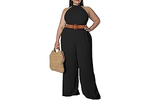 Plus Size Jumpsuits for Women Sexy Summer Elegant Solid Halter Neck Wide...