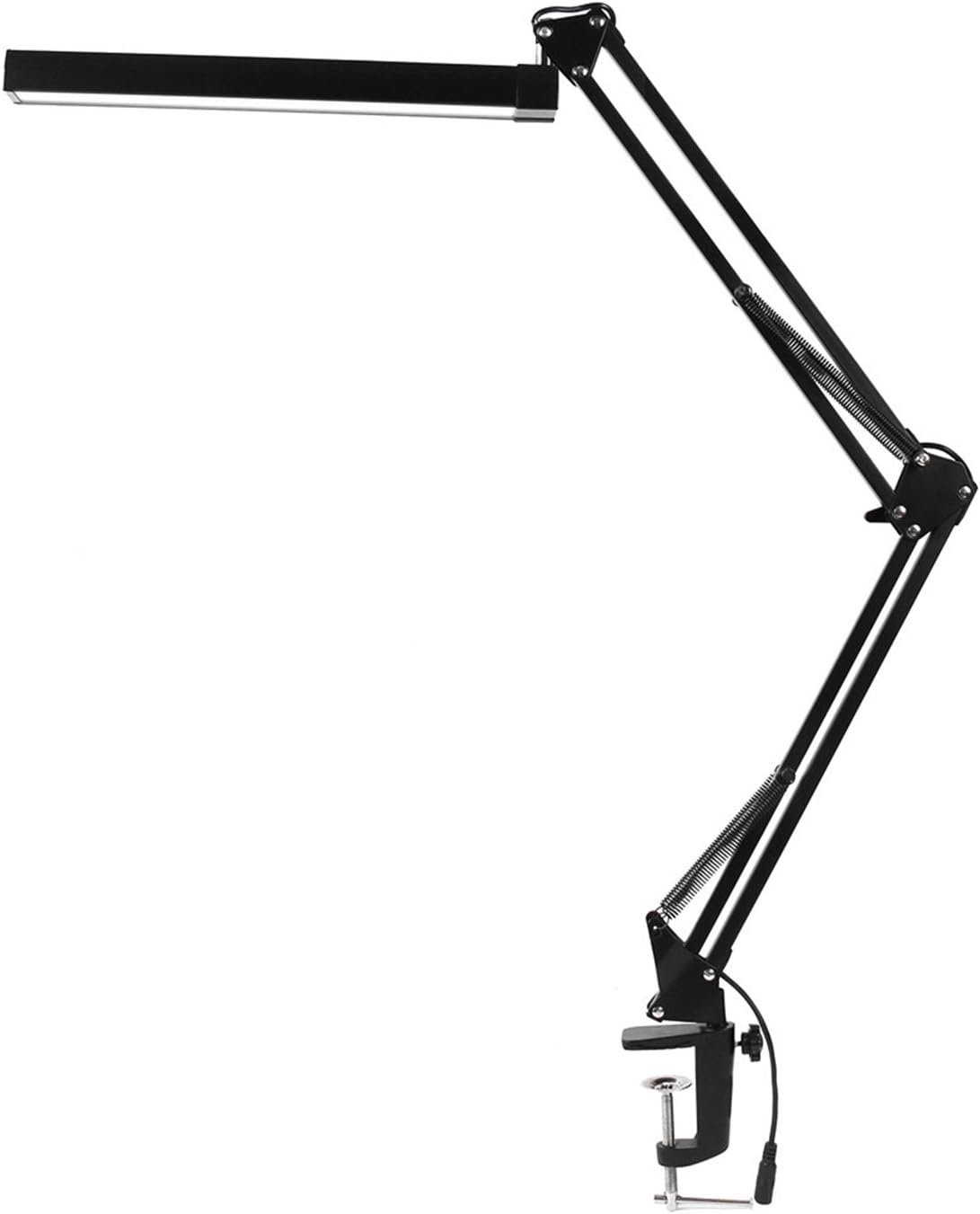Led Desk Lamp with Clamp - KANARS Premium Aluminum Swing Arm Architect Task Lamp Bright - 2 Lighting Modes - 3 Level Dimmer - Eye-Caring - Highly Adjustable - Touch Control - Black - 7.4 Watt