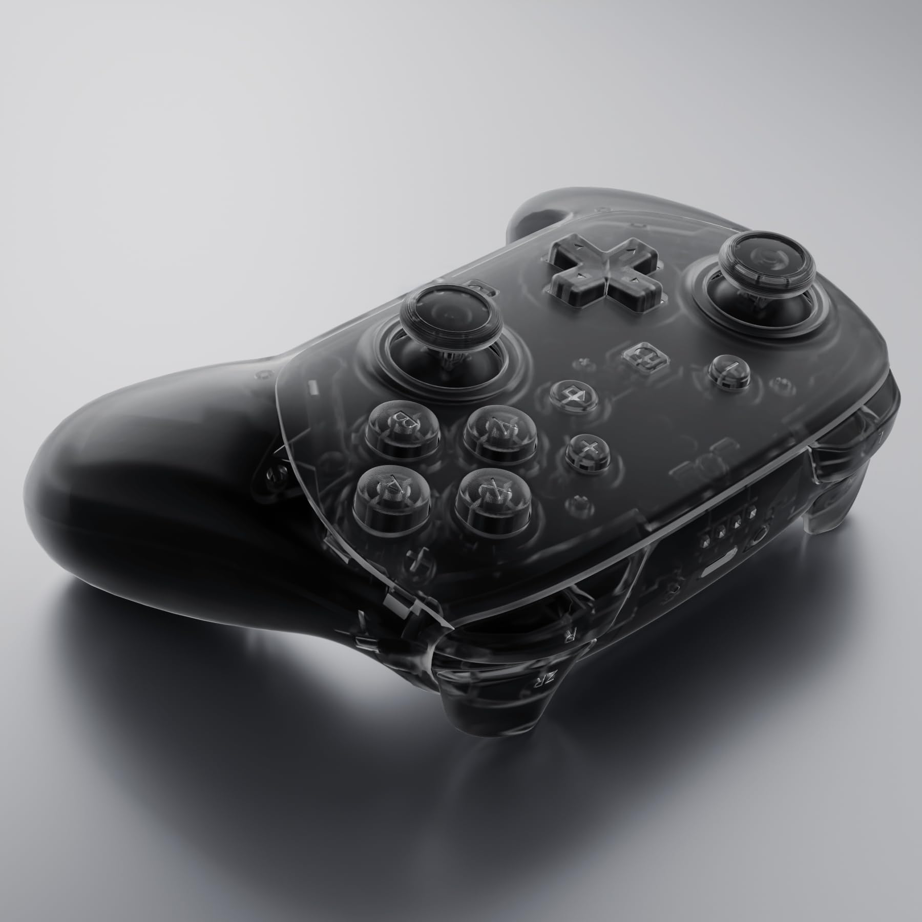 eXtremeRate DIY-Ersatz Case & Buttons Set für Switch 2 Pro Controller, Custom Front Hülle/Rückgehäuse/Joysticks/Tasten Zubehör für Nintendo Switch 2 pro Controller-Transparent Schwarz