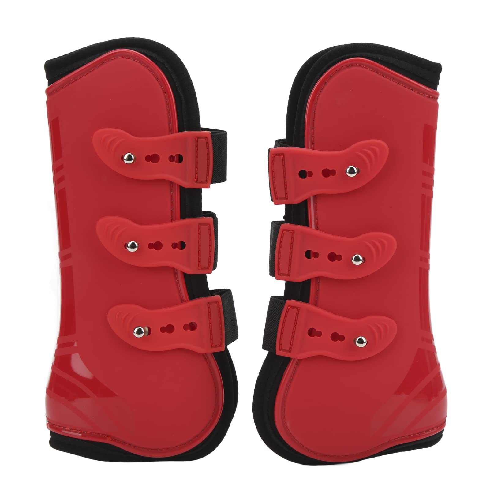 Botas de tendón de caballo de 2 piezas, botas de absorción de impactos delanteras deportivas para caballos, botas protectoras de menudillo de tendón de concha de PU, equipo (red front legs 2400ml)