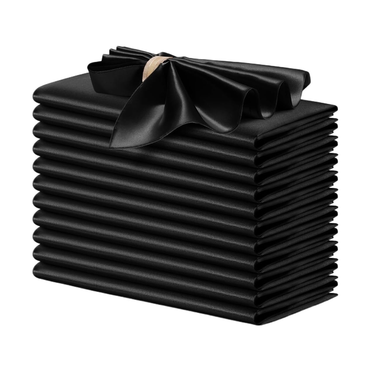 12PCS Pink Satin Napkin 30×30cm Soft Table Napkins For Romantic Weddings Party Dinner Decoration(Black)