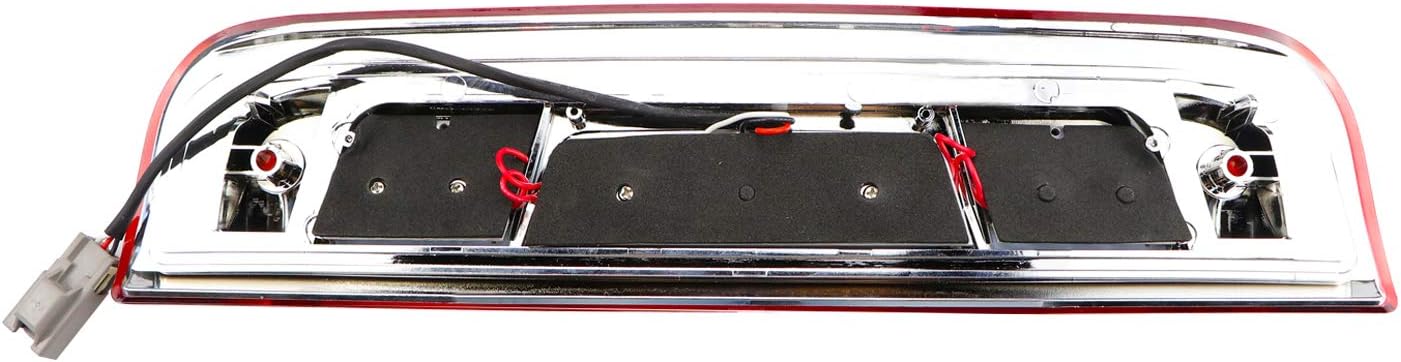 LED Third Brake Cargo Light for 2014-2018 Chevy Chevrolet Silverado & GMC Sierra 1500 2500HD 3500HD Rear High Mount Stop Lamp Red Lens Chrome Housing