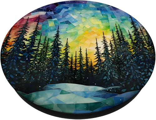 Miniatura 2 de PopSockets PopGrip intercambiables estilo vidrieras de mosaico Northern Lights