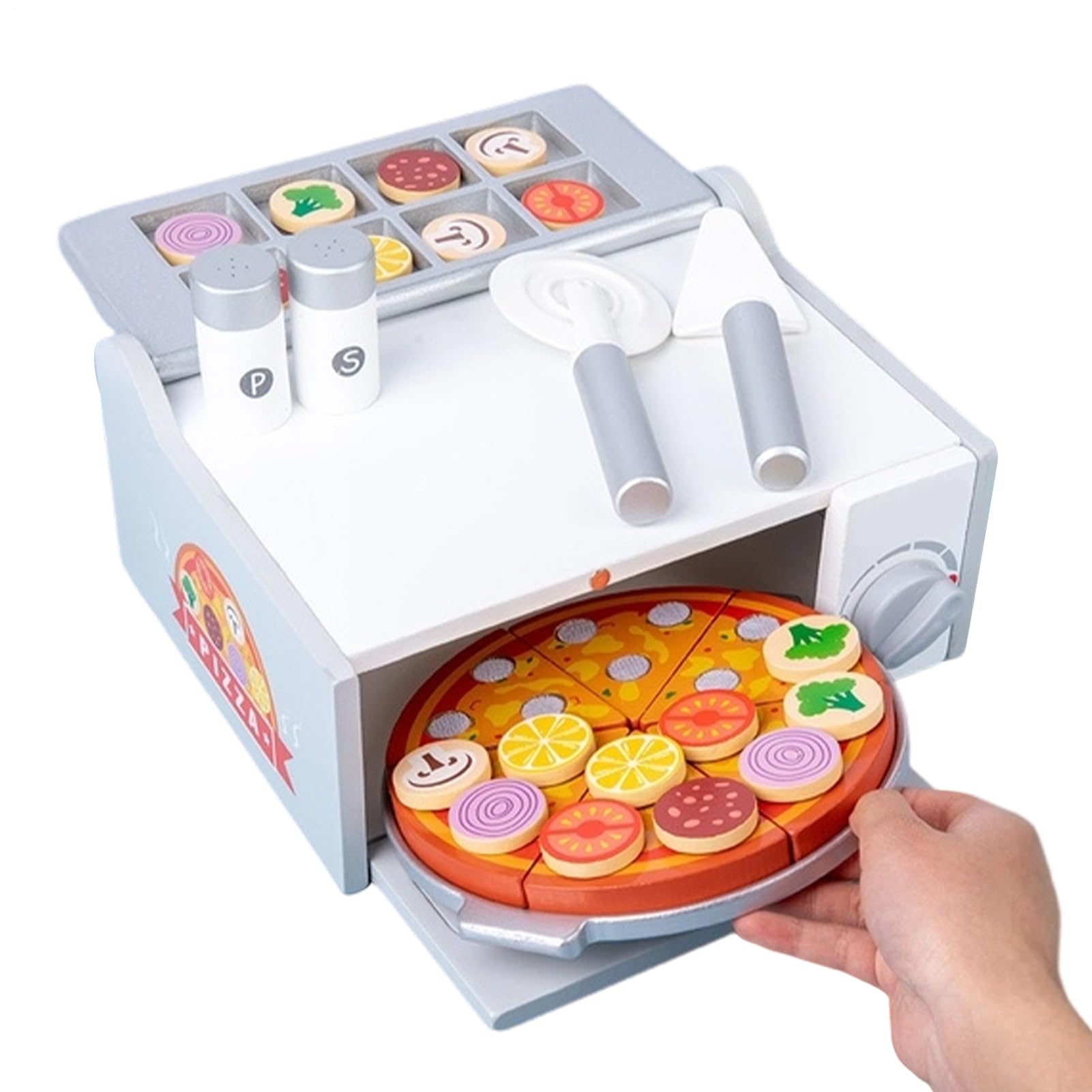 Set de Juguete de Pizza de Madera Actividad de Juego de Roles Educativa | Juguetes De Comida Para Juego Simbólico Para Niños De 3+ Años Regalo Cumpleaños Y