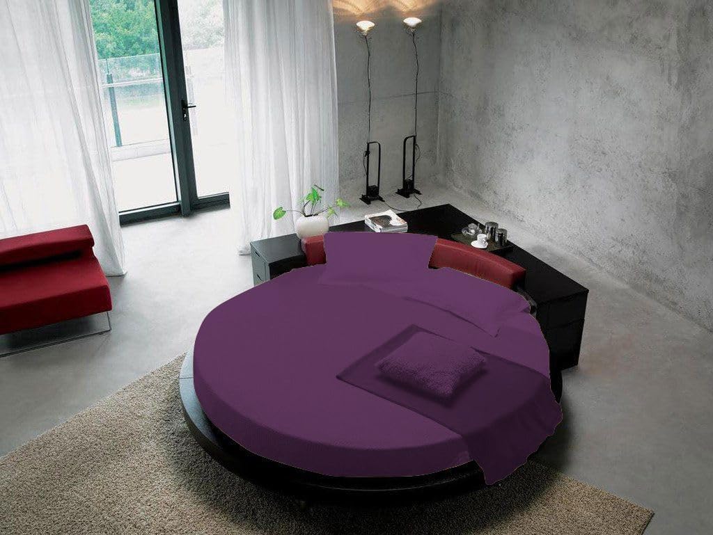4 Piece Round Bed Sheet Set 1 Flat Sheet 1 Round Bed Fitted Sheet and 2 Pillow Cover