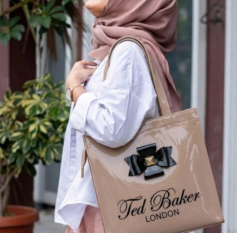 Image of SEA MOUNT Ted Baker London Multipurpose Tote Bag with Signature Bow Detail Spacious Travel Carryall, Everyday Shopping Organiser, Durable Shoulder Handbag for Work, Office, Travel & Daily Essentials