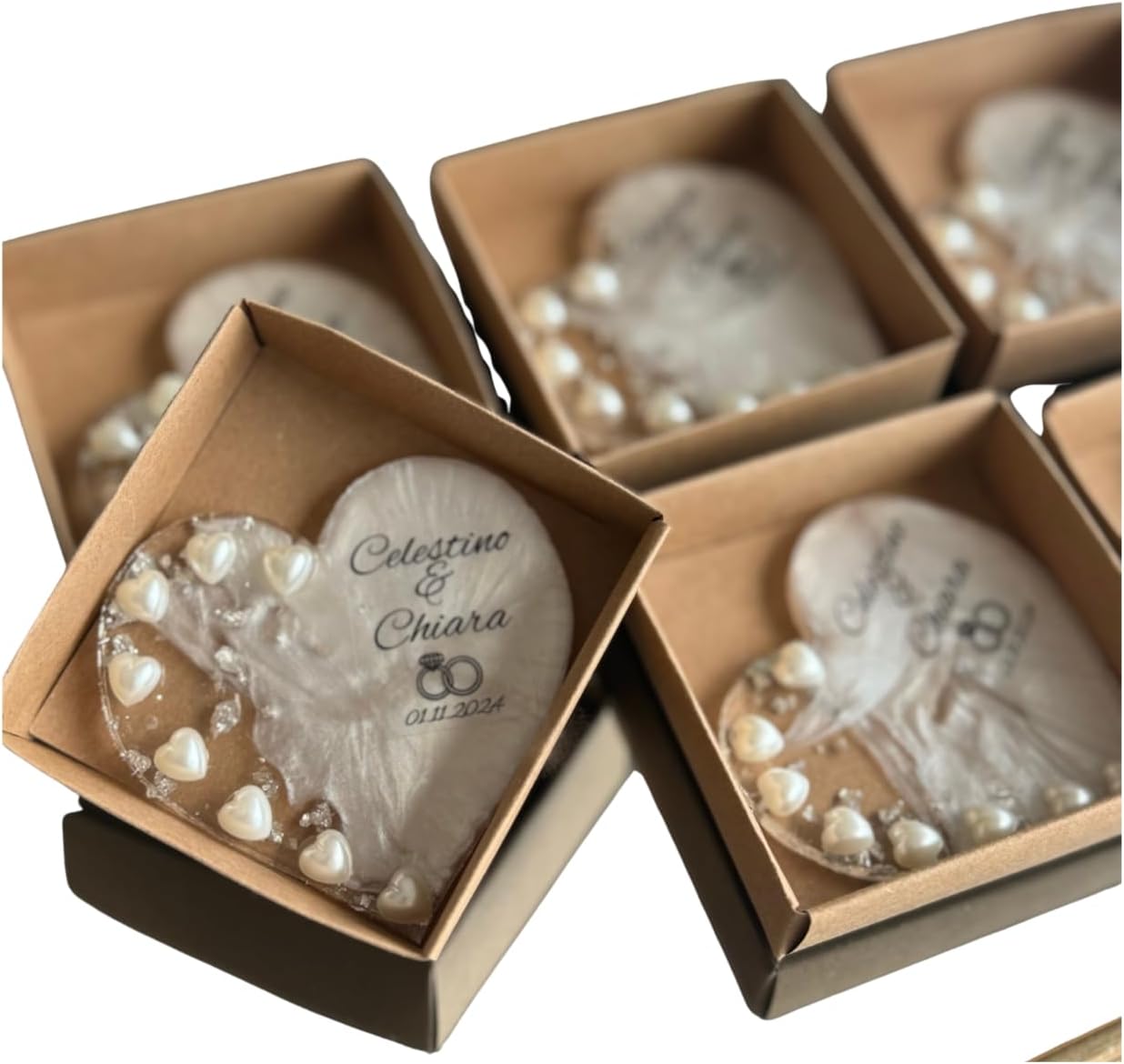 20 pcs Personalized fridge magnet favors, Pearl heart magnet gifts, Unique wedding favors, Bridal shower favors, Party favors for guests