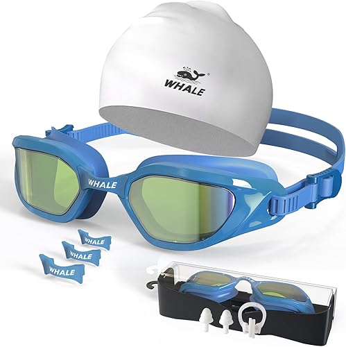 Miniatura 12 de Whale Gafas de natación polarizadas UV400 antivaho adecuadas para adultos y adolescentes Negro (polarizado + dorado espejo),Blanco (polarizado +