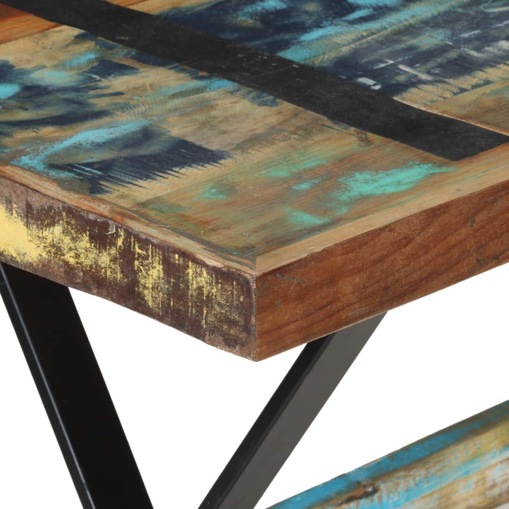 Mesa de comedor de 120 x 60 x 76 cm, madera vieja maciza, diseño industrial con patas de acero pulverizado, mesa de cocina pequeña y estable para cocina, salón, balcón, comedor