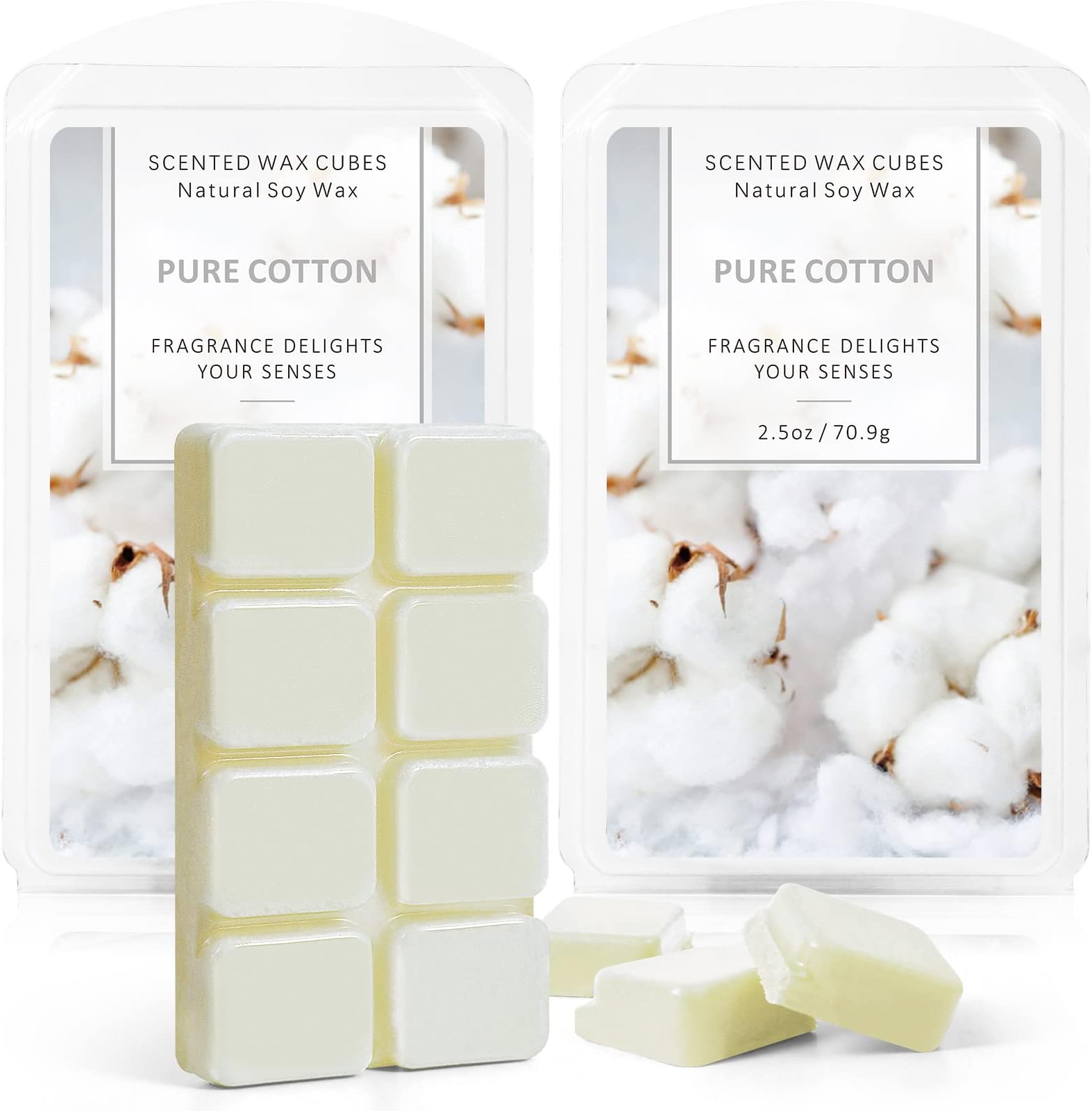 Cotton Wax Melts Wax Cubes, Cotton Scent Candle Wax Melts Strong Scent, Soy Scented Wax Melts for Wax Warmer Valentines Day Gifts Decor, 2 x 2.5 oz