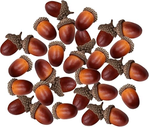 EXCEART Decoraciones para Salas De Casa - 30 bellotas artificiales a granel, pequeñas falsas de simulación realista con tapa natural para
