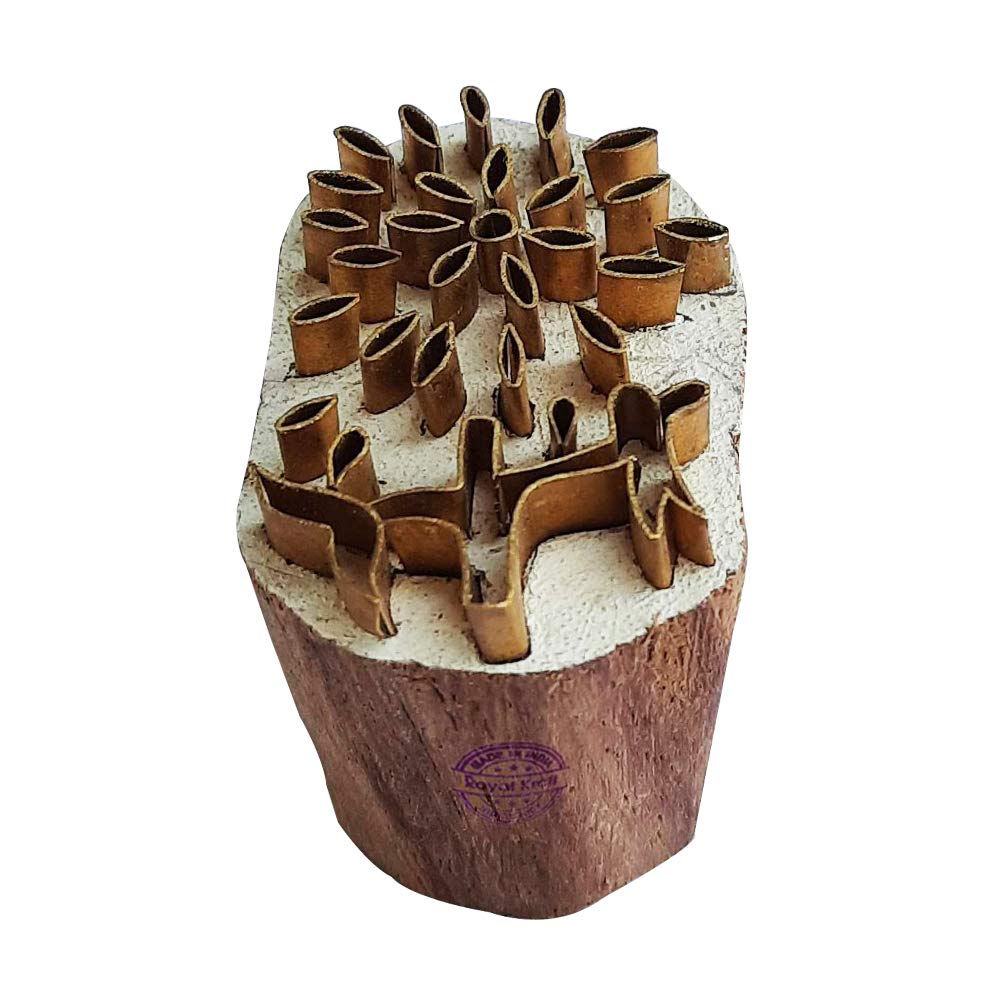 Royal Kraft Floral Brass Wooden Stamps for Block Printing on Clay, Pottery, Fabric Btag131