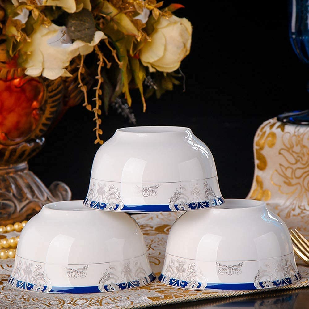 UYSELA Ensemble d'assiettes à Manger Ensemble de Vaisselle en céramique Assiettes/Bols/Bordure dorée en céramique Porcelaine Porcelaine Ensemble d'assiettes Bol Ensembles de Cuisine - 56 pièces