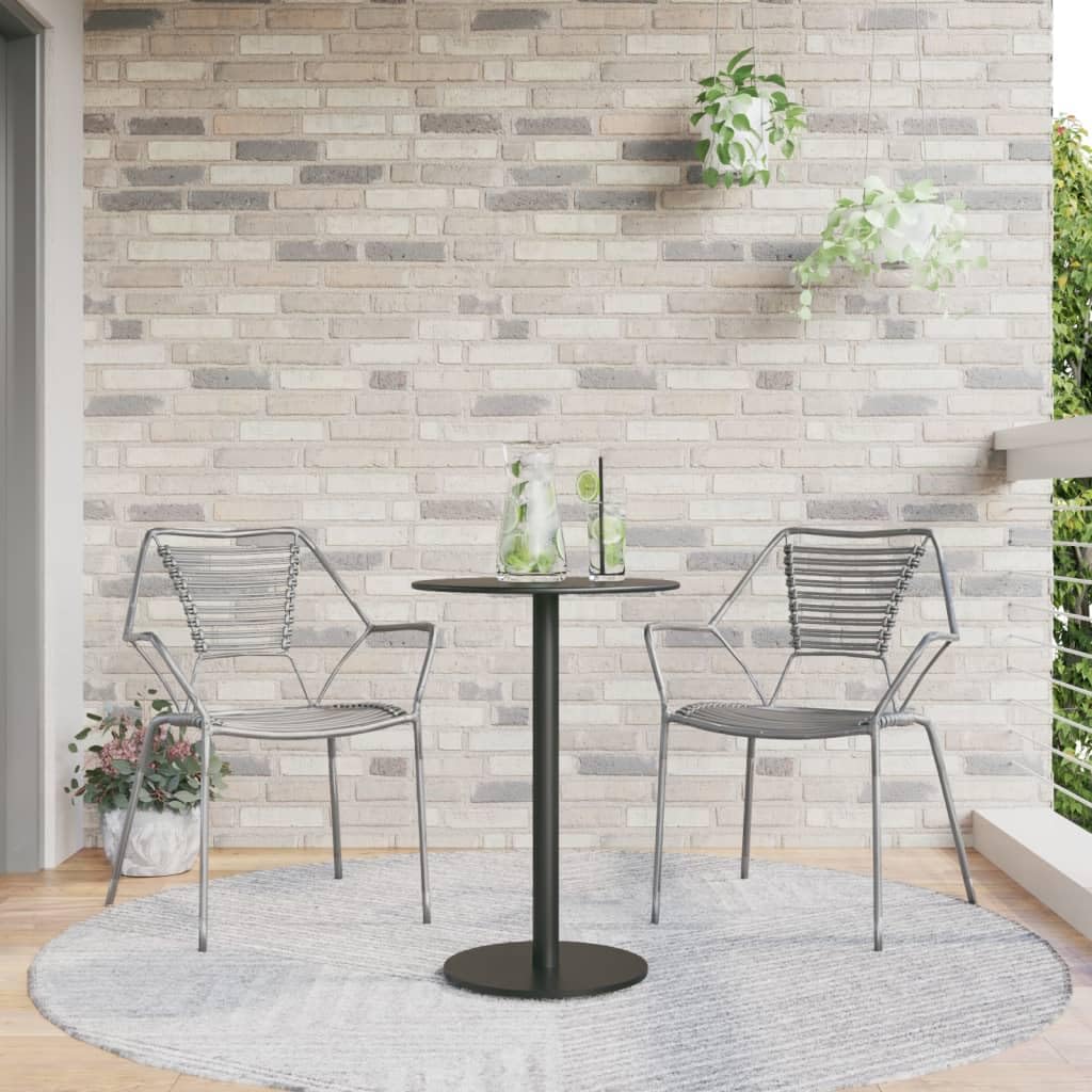 Tavolo da giardino rotondo nero, 50 x 72 cm, in acciaio resistente alle intemperie, per giardino, terrazza, balcone, esterno, salvaspazio, stabile, facile da pulire, ideale per picnic, lounge