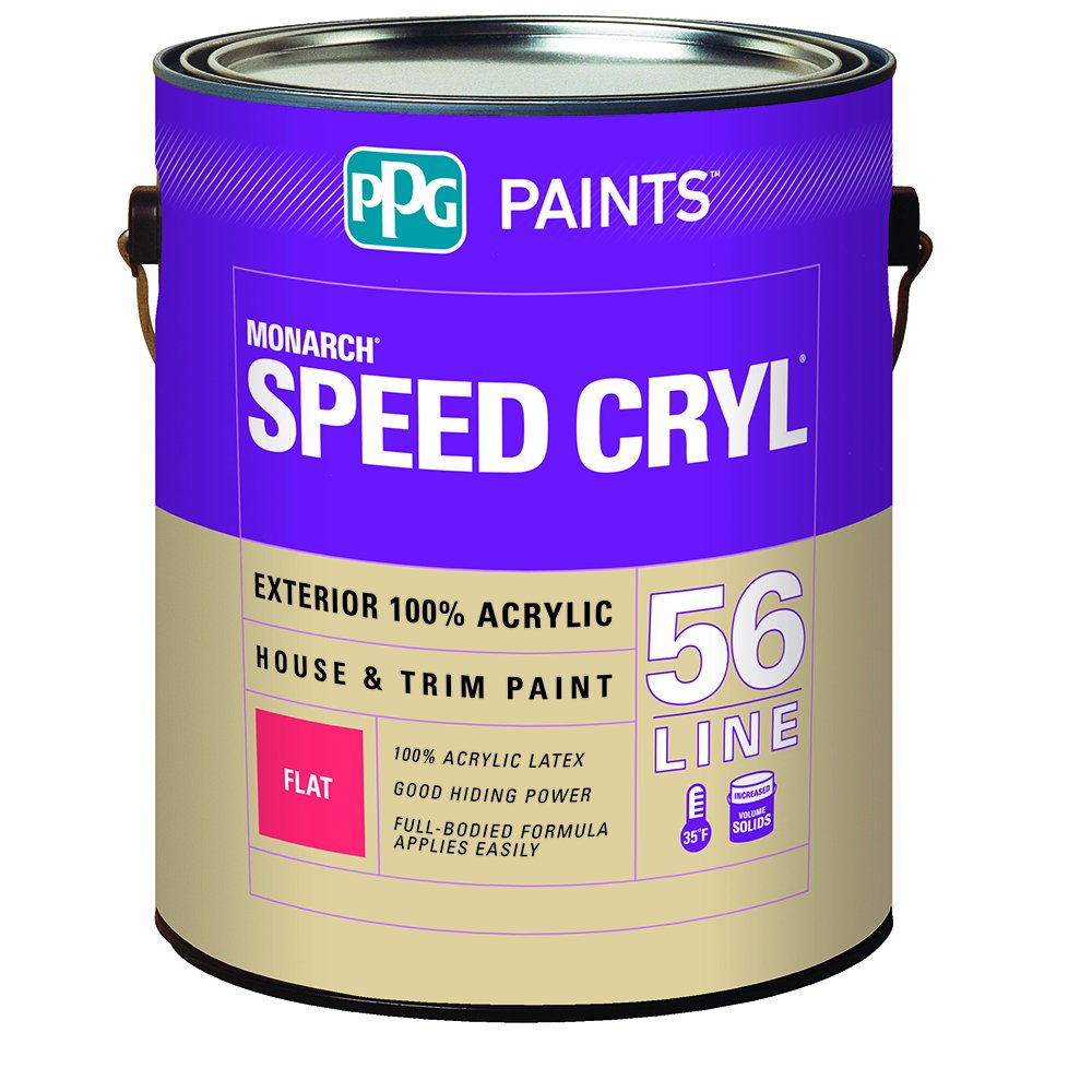 Acrylic Paint, White, Flat, 1 gal, Speed Cryl, Exterior Paint for House and Trim