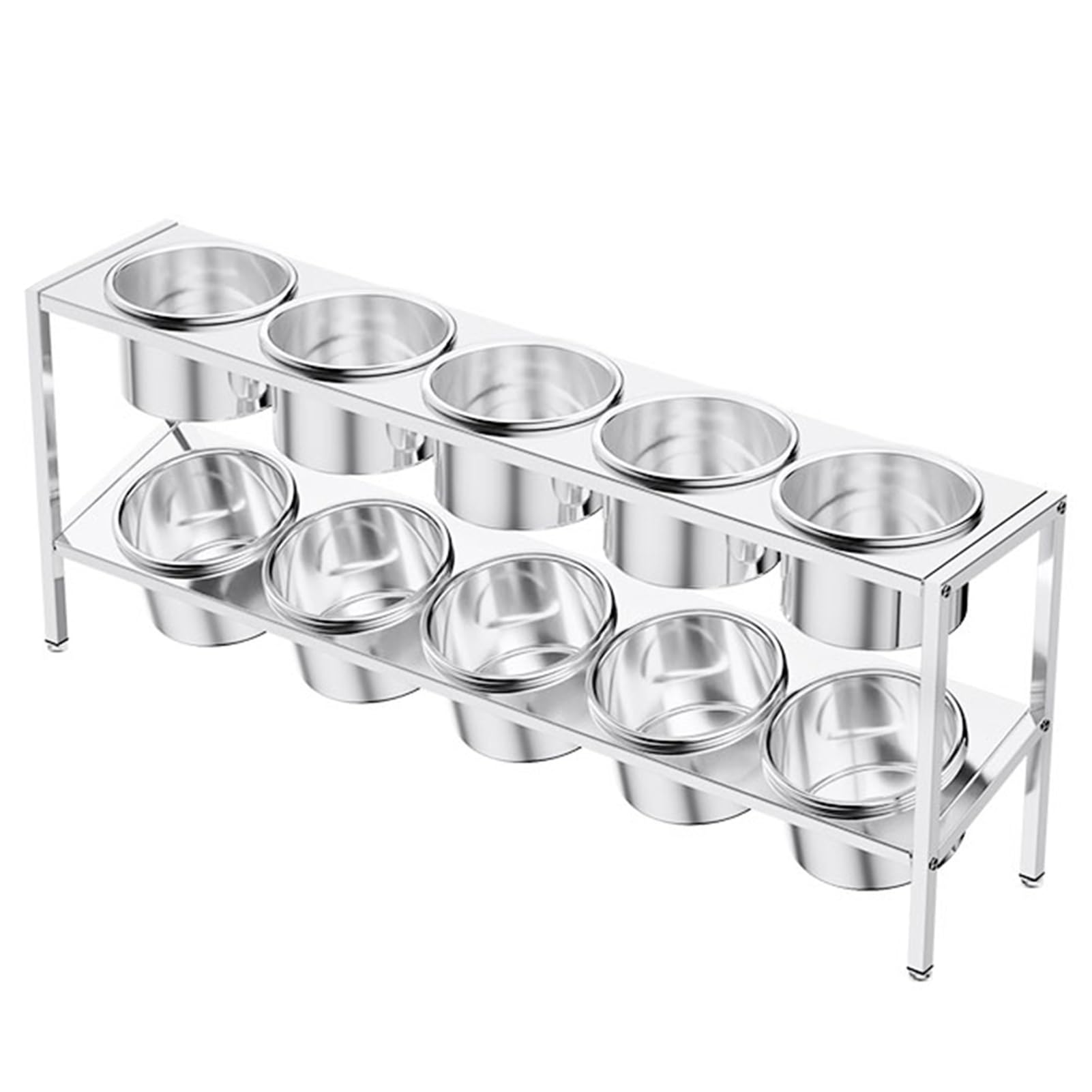Ensemble de Supports à épices commerciaux, Distributeur de Condiments Double Couche en Acier Inoxydable, Support de Rangement pour comptoir, récipient pour,Silver-91x18.5x35cm
