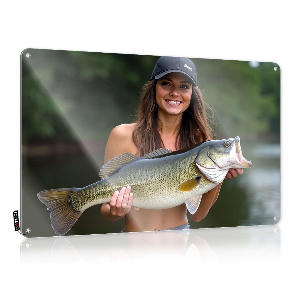 Metal, Metal Wall Decoration Campsite Gift For Boss Woman Proudly Displays Her Large Catch. | Rustic Boho Wall Art(30X40CM)