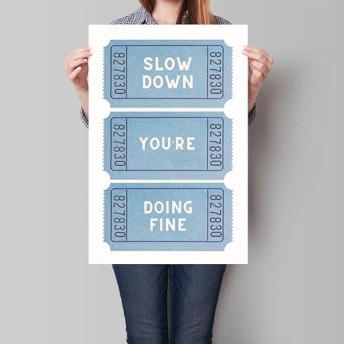 Miniatura 4 de Póster retro con citas inspiradoras, arte de pared de afirmación diaria azul a la moda, preppy Slow Down You're Doing, impresiones en lienzo fino,